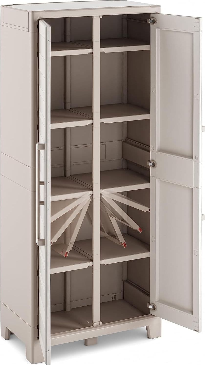 Armadio In Resina Con 8 Ripiani Ribaltabili Regolabili Sabbia Beige Gulliver Multispace Keter in Armadi BricoGo - Marano di Napoli, commercioVirtuoso.it
