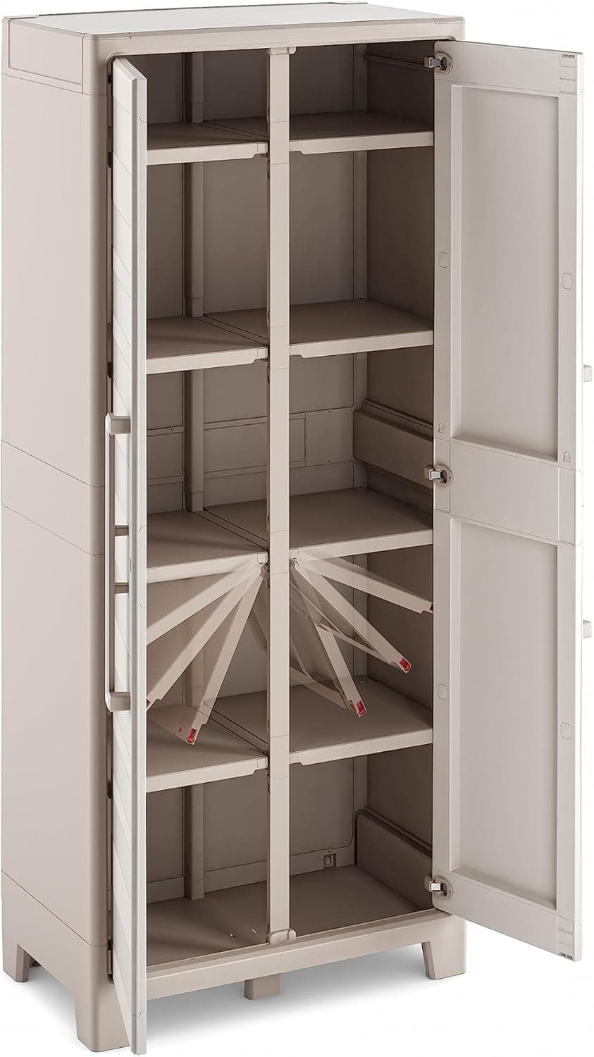 Armadio In Resina Con 8 Ripiani Ribaltabili Regolabili Sabbia Beige Gulliver Multispace Keter in Armadi BricoGo - Marano di Napoli, commercioVirtuoso.it