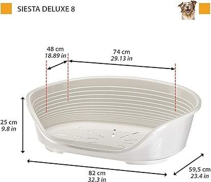 Lettino Per Animali 'Siesta Deluxe' N.8 - Cm 82 X 59,5 X H.25 / Bianco - Ferplast in Cuscini BricoGo - Marano di Napoli, commercioVirtuoso.it