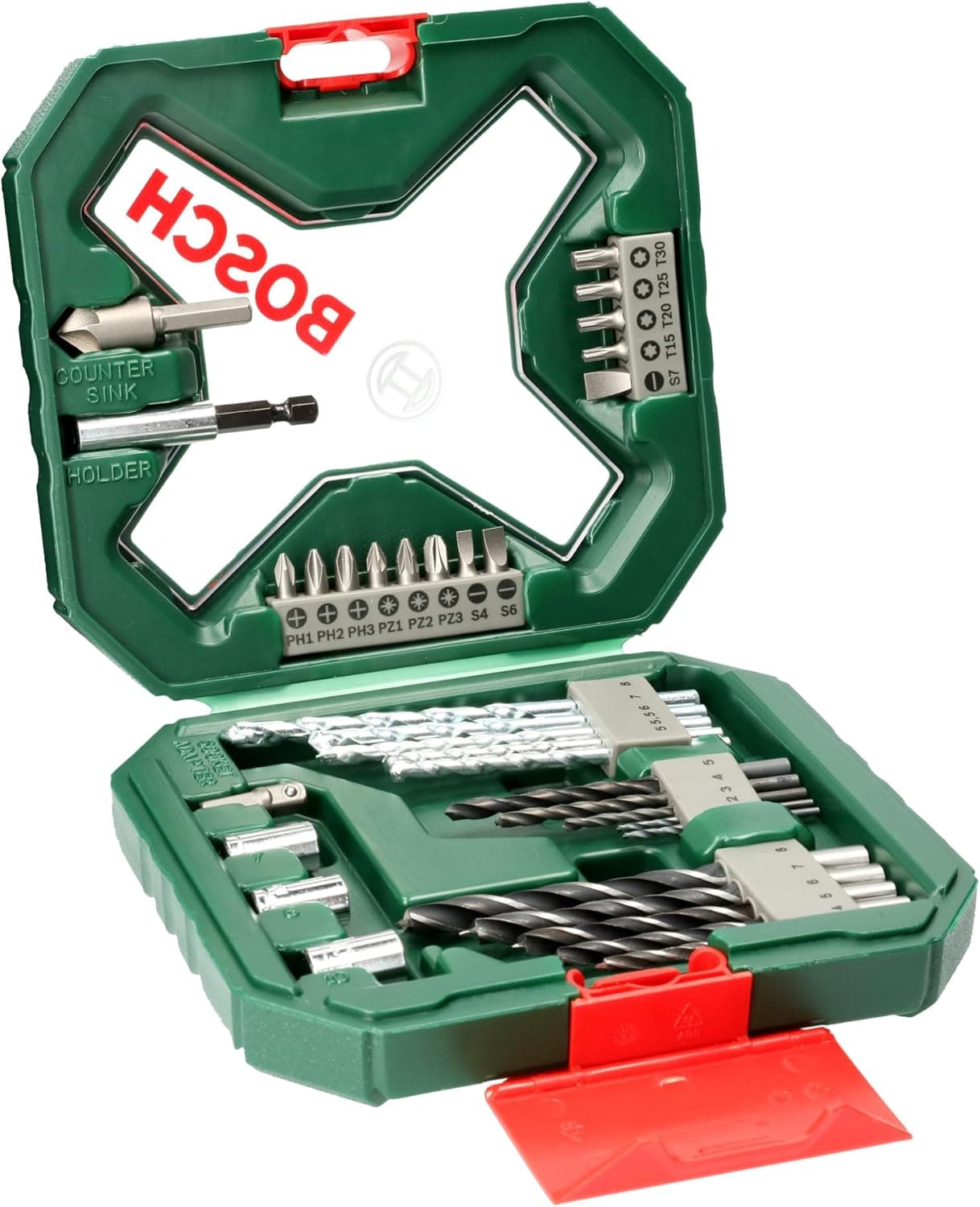 Valigetta X-Line Set 34 Pezzi con Punte per Legno Metallo e Muratura e Bit di Avvitamento con Portabit Magnetico Bosch
