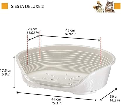 Lettino Per Animali 'Siesta Deluxe' N.2 - Cm 49 X 36 X H.17,5 / Bordeaux - Ferplast in Lettini BricoGo - Marano di Napoli, commercioVirtuoso.it