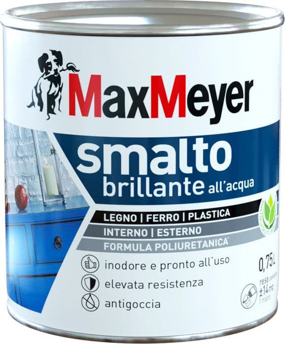 Smalto Allacqua Poliuretanico Brillante 0,750 l Grigio Fumo Max