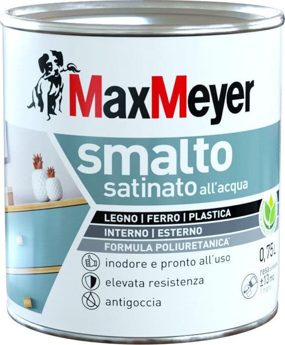 Smalto Allacqua Poliuretanico Satinato 0,750 l Bianco Max