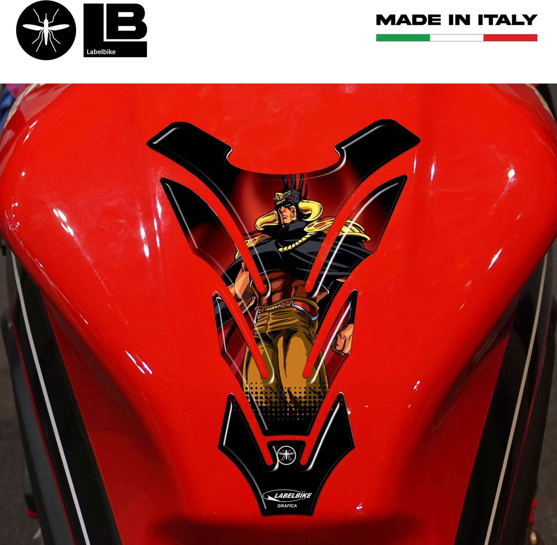 PARASERBATOIO RAOUL KEN IL GUERRIERO ADESIVI SERBATOIO RESINA 3D PER MOTO in Paraserbatoio LabelBike - Bibbiano, commercioVirtuoso.it