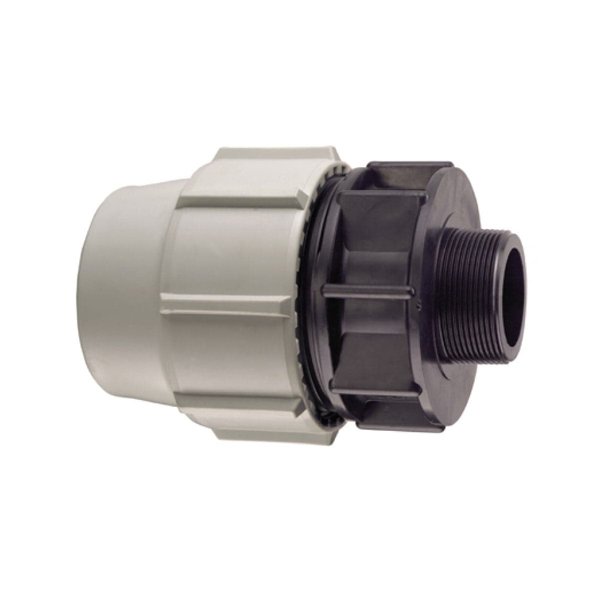 RACCORDO DIRITTO A COMPRESSIONE MASCHIO FEMMINA IN POLIPROPILENE SERIE 7020  BIANCO E NERO PLASSON - Ø40X11/4  PN16  - PSN