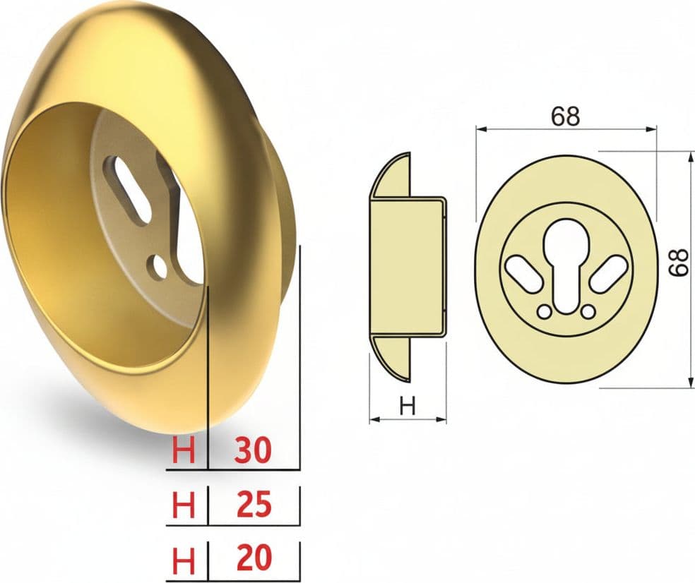 Bocchetta Antistrappo KT52 Ottonato Lucido 68 MMX86X20H Ø 50 mm (KT5239)