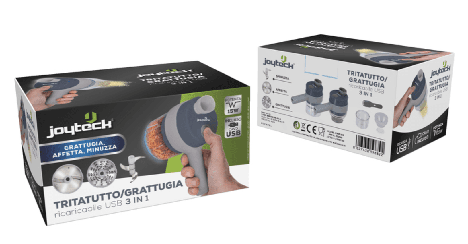 Tritatutto Grattugia Ricaricabile 3 In 1 15 W - Contenitore Ml 250 - Joyteck in Mini Robot da cucina BricoGo - Marano di Napoli, commercioVirtuoso.it