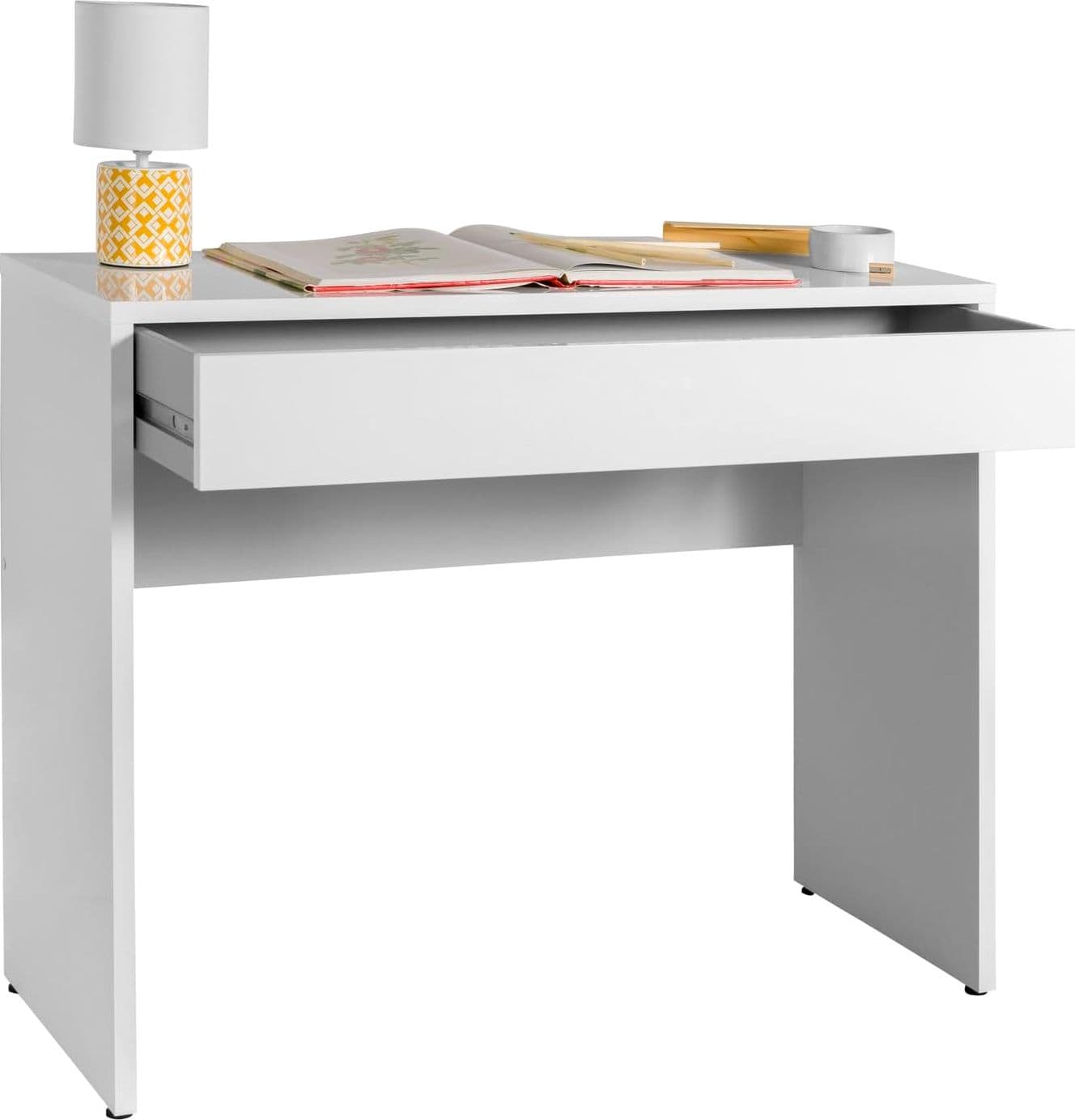 Scrivania Con Cassetto Linea 'Espresso' Cm. 100 X 40,5 X H.81,4 - Laccato Bianco - Composad in Scrivanie BricoGo - Marano di Napoli, commercioVirtuoso.it