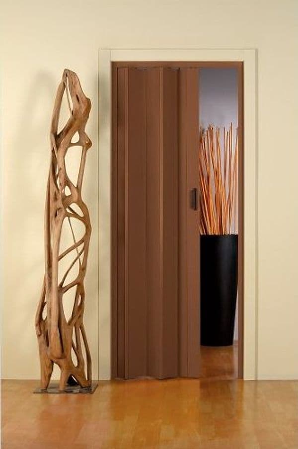 Porta a Soffietto con Maniglia in Kit Linea Extra in PVC 82 CMX210 Noce