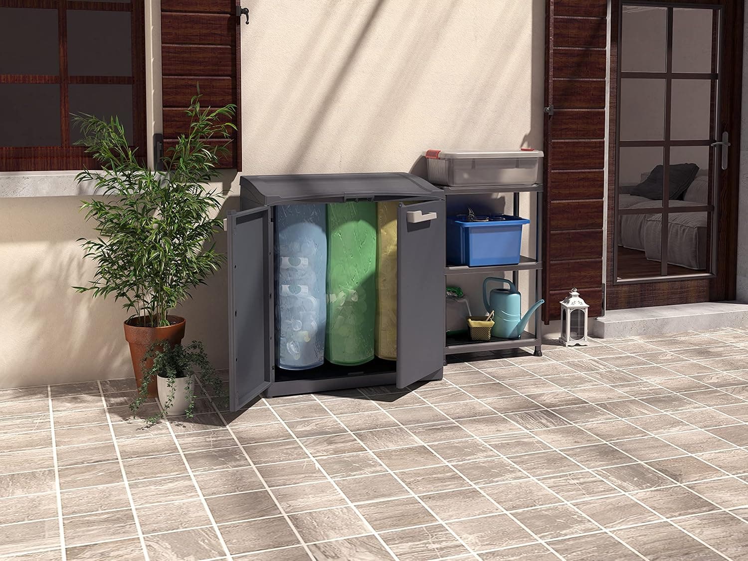 Pattumiera Da Esterno In Resina Con 3 Scomparti Apertura Superiore E Frontale Moby Compact Store Antracite Keter in Sistemi di contenitori per raccolta differenziata BricoGo - Marano di Napoli, commercioVirtuoso.it