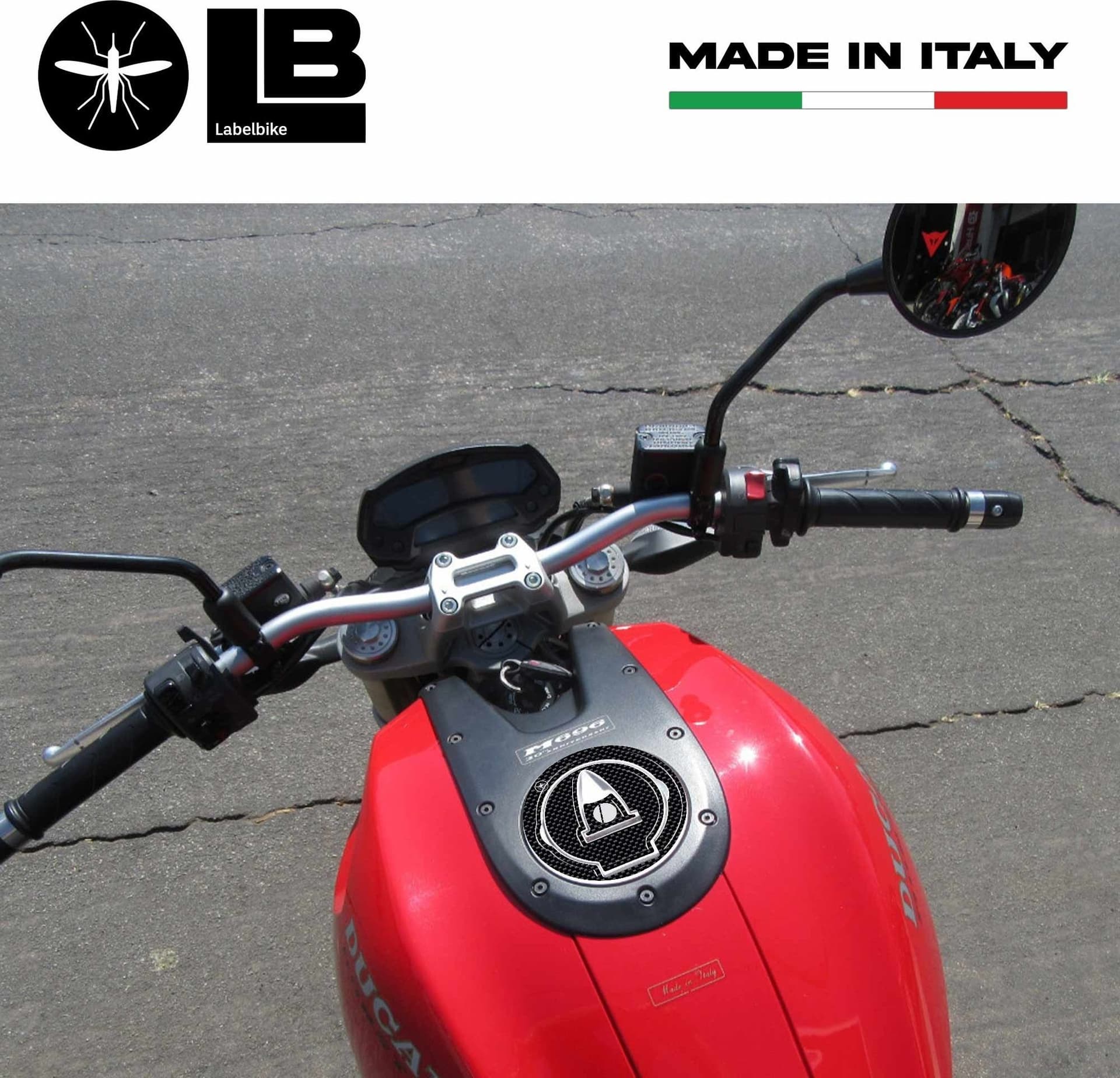 TAPPO di PROTEZIONE ADESIVI CARBONIO 3D SERBATOIO TUNING per MOTO DUCATI MONSTER in Paraserbatoio LabelBike - Bibbiano, commercioVirtuoso.it
