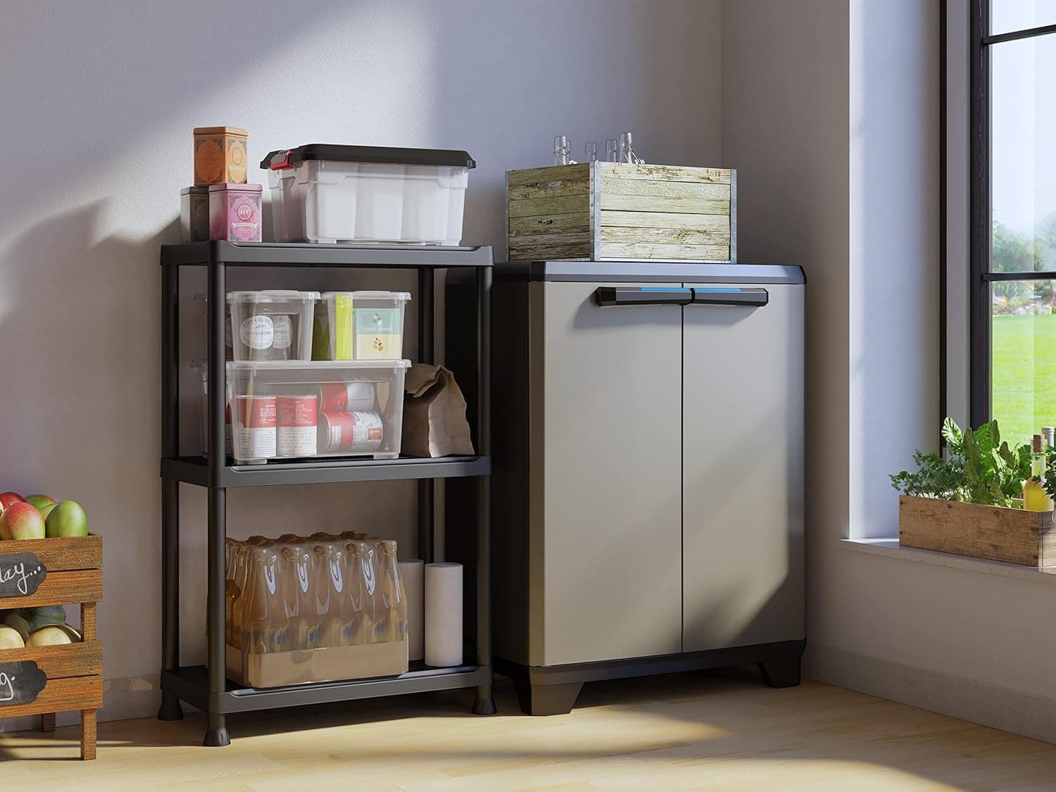 Armadio Basso Linear In Resina Con Ripiano Regolabile Colore Grigio Nero Keter in Armadietti e credenze BricoGo - Marano di Napoli, commercioVirtuoso.it
