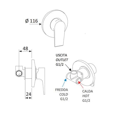 Monocomando Incasso Doccia Linea Artic- Bianco Opaco- Maria- Pezzi 1 in Rubinetti per doccia BricoGo - Marano di Napoli, commercioVirtuoso.it