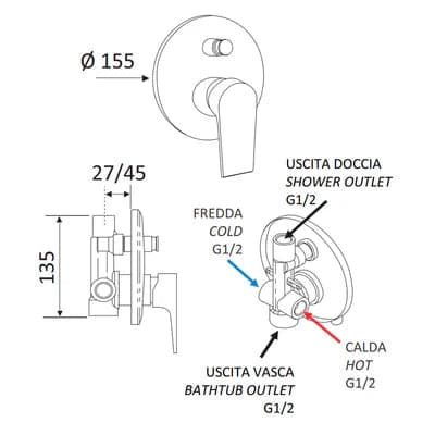 Monocomando Incasso Doccia Con Deviatore Linea Artic- Bianco Opaco- Maria- Pezzi 1 in Rubinetti per doccia BricoGo - Marano di Napoli, commercioVirtuoso.it
