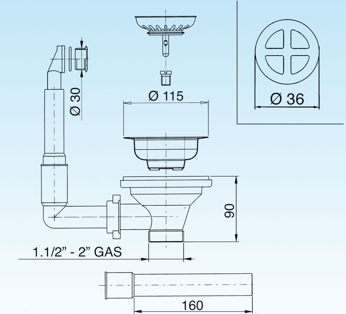 Piletta Basket Per Lavelli Ctp Tondo Dm.90 - 11/2 - 1 Pezzi - Lira in Tappi BricoGo - Marano di Napoli, commercioVirtuoso.it