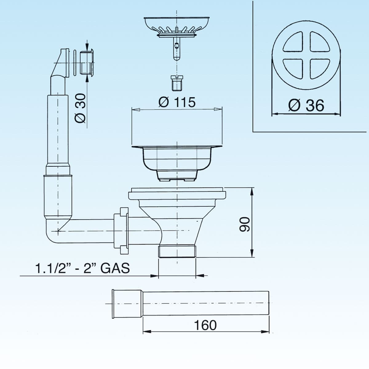 Piletta Basket Per Lavelli Ctp Tondo Dm.90 - 11/2 - 1 Pezzi - Lira in Tappi BricoGo - Marano di Napoli, commercioVirtuoso.it