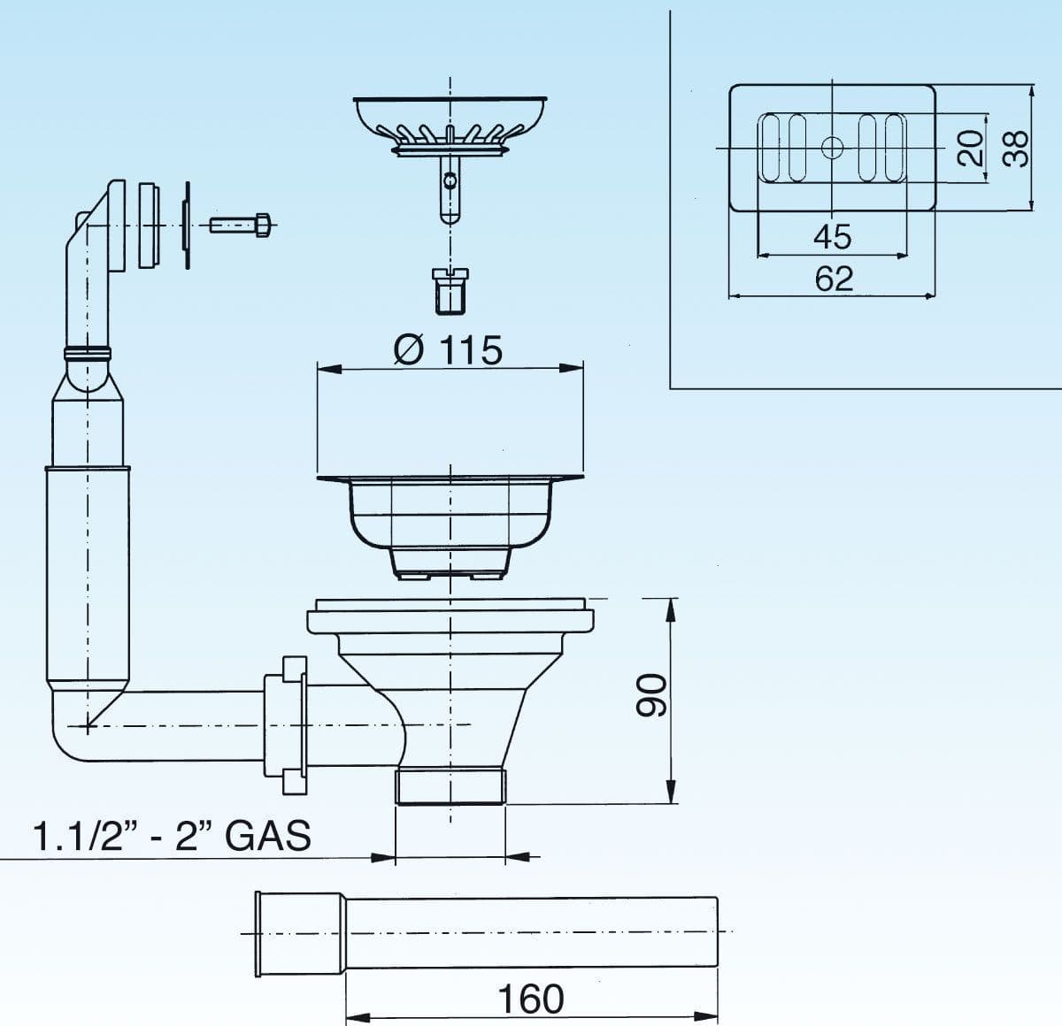 Piletta Basket Per Lavelli Ctp Rettangolare Dm.90 - 11/2 - 1 Pezzi - Lira in Tappi BricoGo - Marano di Napoli, commercioVirtuoso.it
