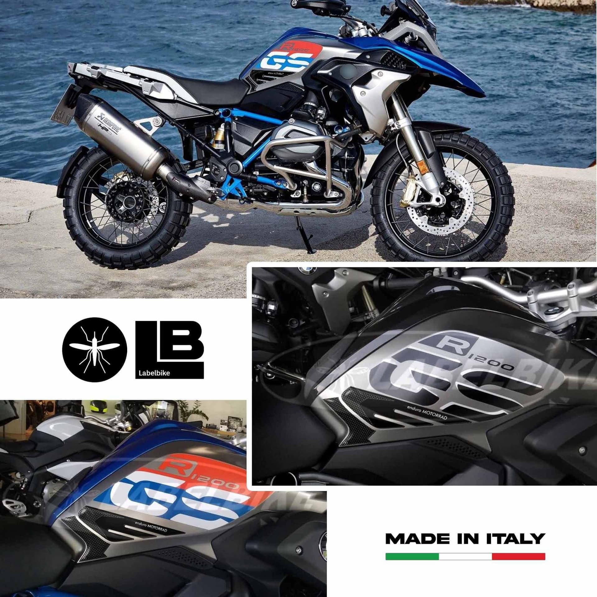 kit di ADESIVI 3D PROTEZIONI LATERALI compatibili PER MOTO BMW GS R1200 dal 2017 in Decalcomanie adesivi e magneti LabelBike - Bibbiano, commercioVirtuoso.it