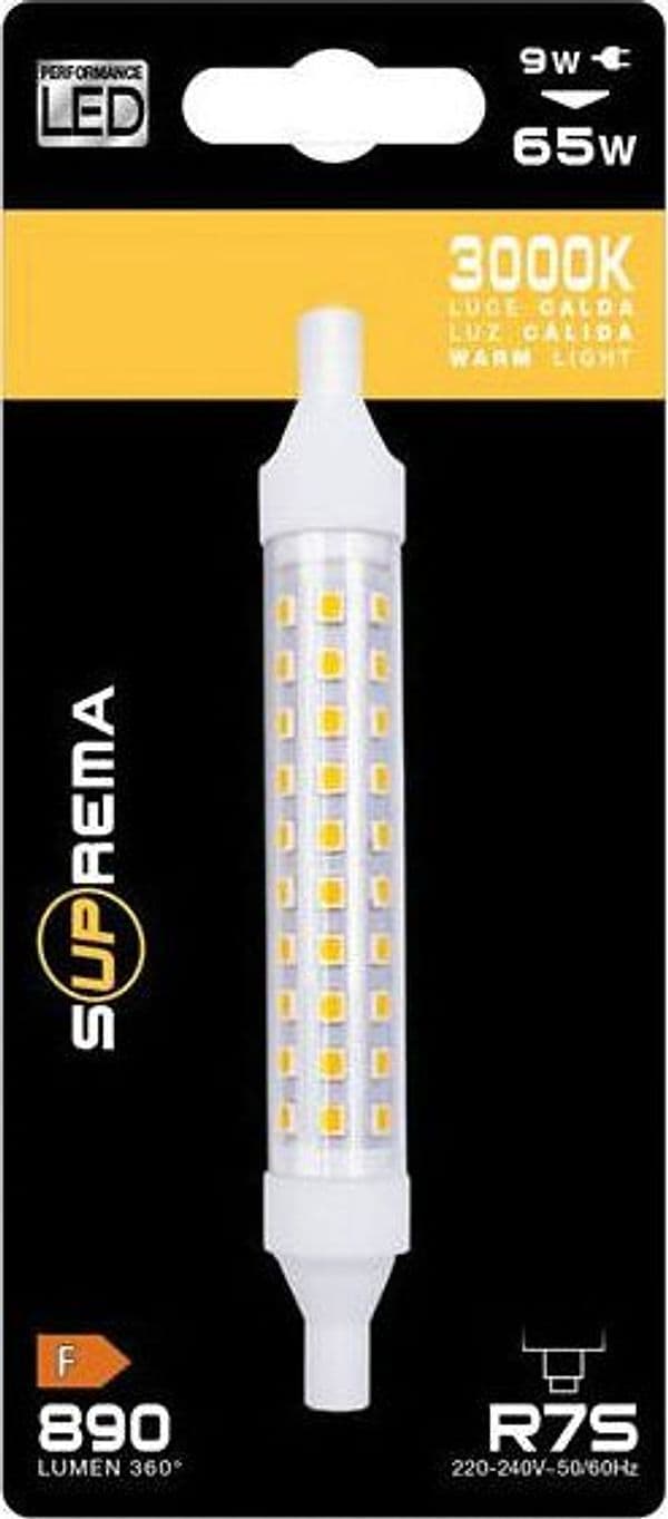 Suprema Lampada Led Lineare R7S Mm.118, Luce Calda 9 W - 890 Lumen 6.00 Pz in Lampadine a LED BricoGo - Marano di Napoli, commercioVirtuoso.it