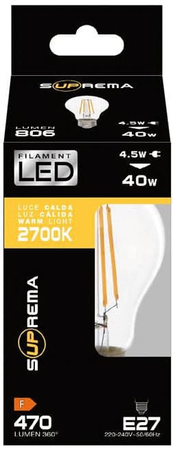 Suprema Lampada A Filamento Led Goccia E27 Luce Naturale 8,5 W - 1055 Lumen 3.00 Pz in Lampadine a LED BricoGo - Marano di Napoli, commercioVirtuoso.it