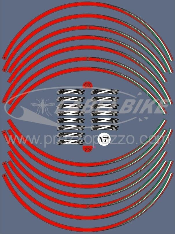KIT STRISCE ADESIVE compatibili per CERCHI 17 MOTO KAWASAKI Z Adesivi Rossi IT in Decalcomanie adesivi e magneti LabelBike - Bibbiano, commercioVirtuoso.it