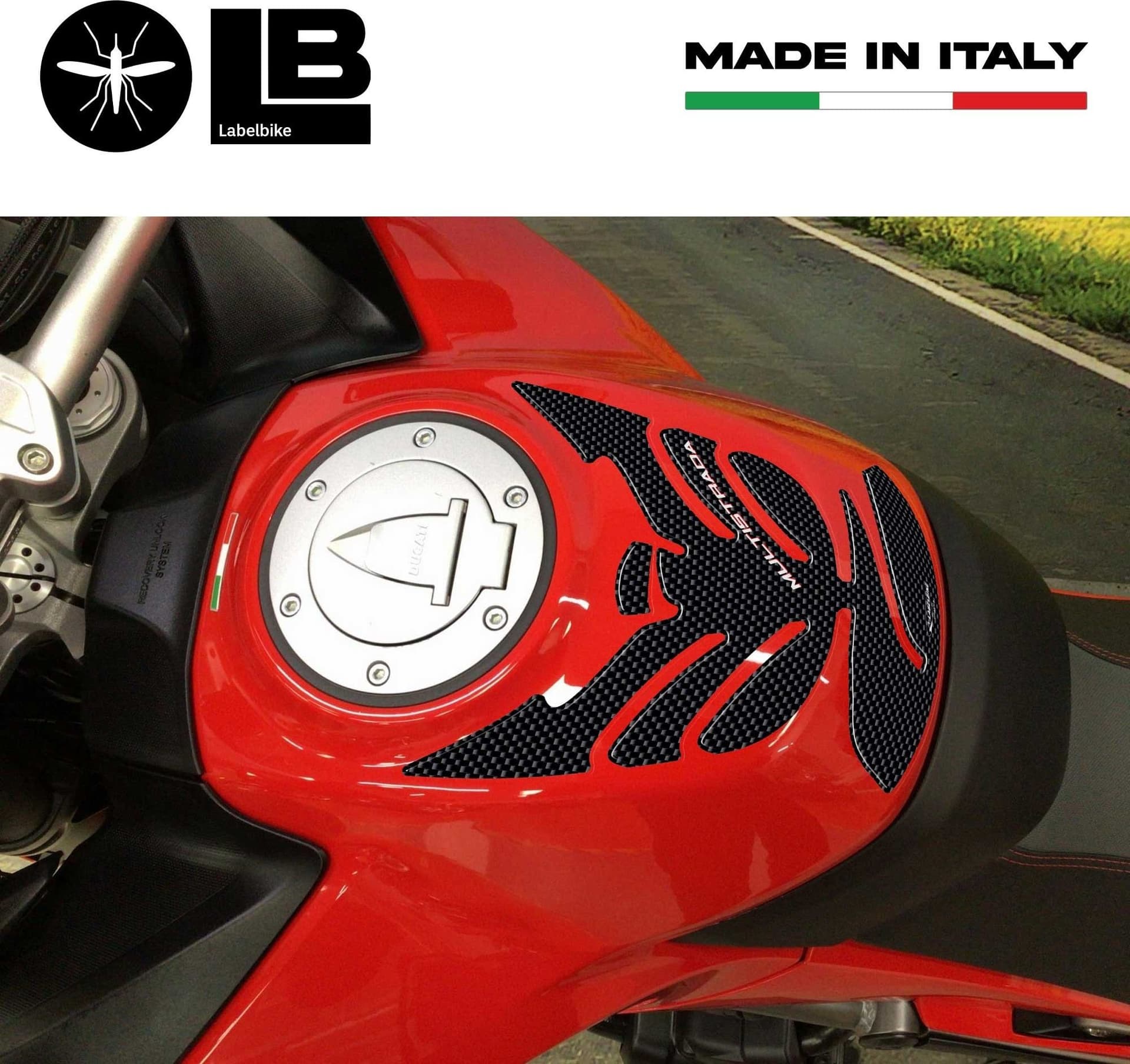 PARASERBATOIO in gel 3D CARBON LOOK compatibile per MOTO DUCATI MULTISTRADA 1260 in Paraserbatoio LabelBike - Bibbiano, commercioVirtuoso.it