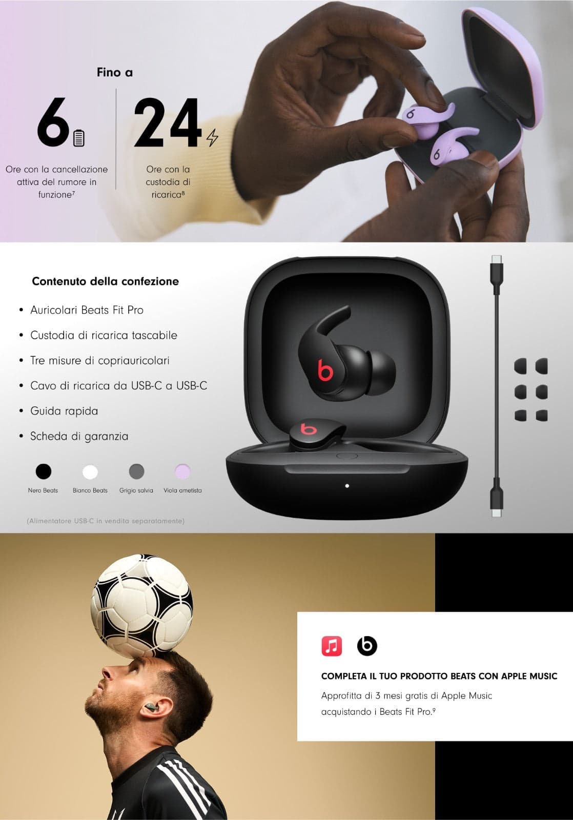Beats Fit Pro Auricolari true wireless ANC rating di grado IPX4 per Apple androi in Ginevra CL Store - Battipaglia, commercioVirtuoso.it