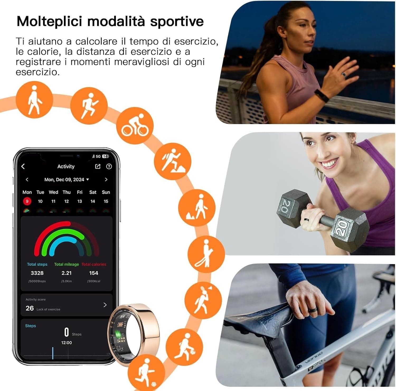 Fitness Tracker Smart Ring con Calorie Frequenza Cardiaca Monitoraggio del Sonno in Activity tracker CL Store - Battipaglia, commercioVirtuoso.it