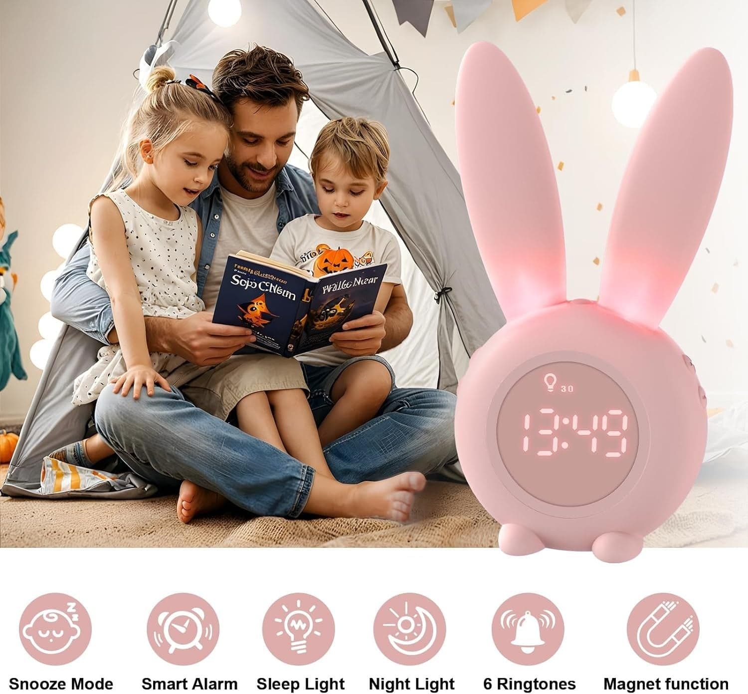 Sveglia Bambini Coniglio da Comodino con Luce Notturna Funzione Snooze Timer in Sveglie CL Store - Battipaglia, commercioVirtuoso.it