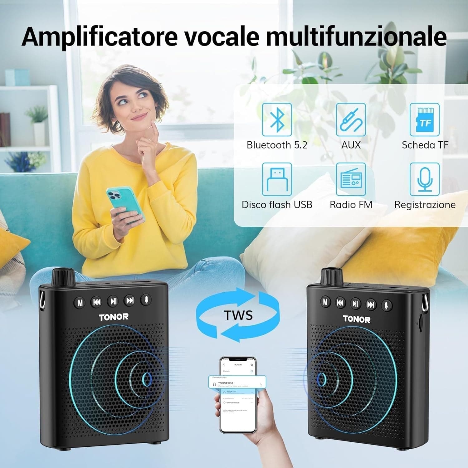 Amplificatore vocale portatile per insegnanti altoparlante TONOR in Sistemi PA CL Store - Battipaglia, commercioVirtuoso.it