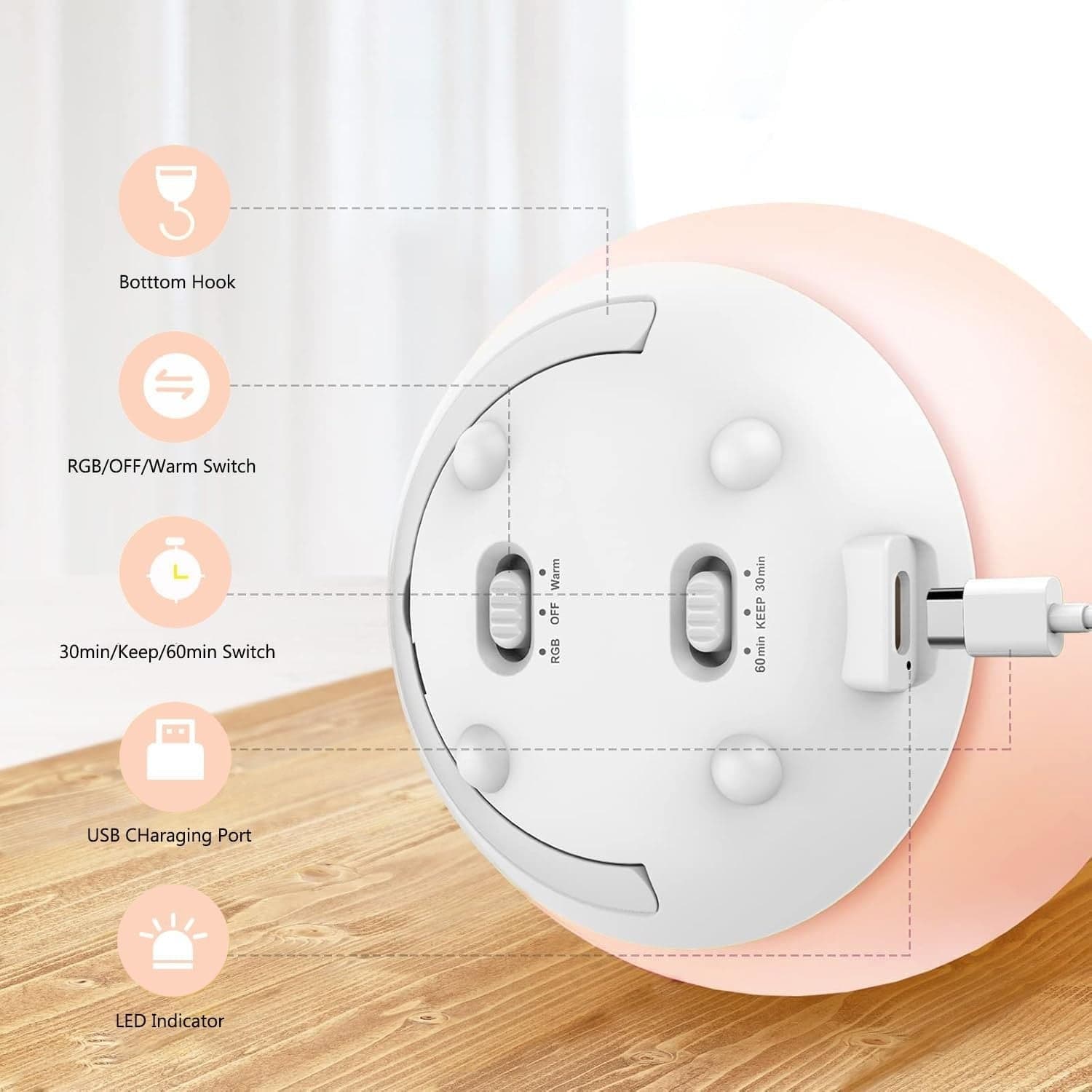 Luce notturna per bambini, lampada da tavolo a LED ricaricabile tramite USB in Luci notturne per bambini CL Store - Battipaglia, commercioVirtuoso.it