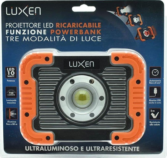 Luxen Proiettore Portatile Ricaricabile, Powerbank, 10 W, 750 Lumen, 3 Modalitãe Di Luce in Faretti BricoGo - Marano di Napoli, commercioVirtuoso.it