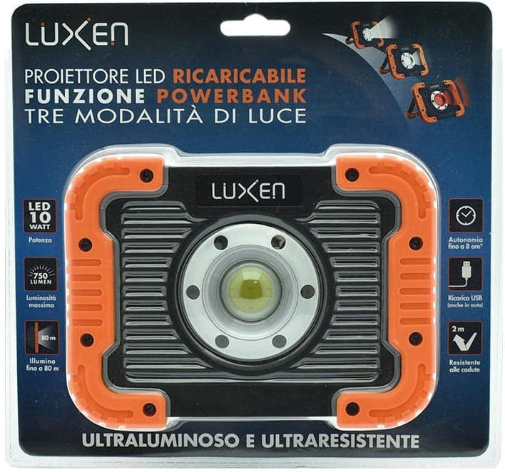Luxen Proiettore Portatile Ricaricabile, Powerbank, 10 W, 750 Lumen, 3 Modalitãe Di Luce in Faretti BricoGo - Marano di Napoli, commercioVirtuoso.it