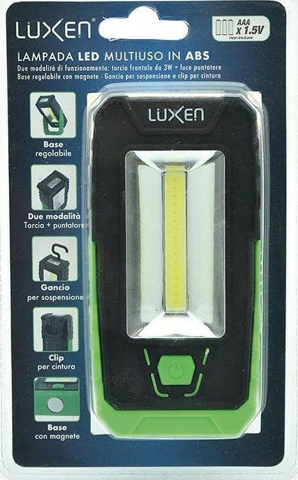 Luxen Torcia Tascabile Con Magnete 3 W Frontale + 1 W Torcia, 240 Lumen, Col. Verde in Torce elettriche portatili (standard) BricoGo - Marano di Napoli, commercioVirtuoso.it