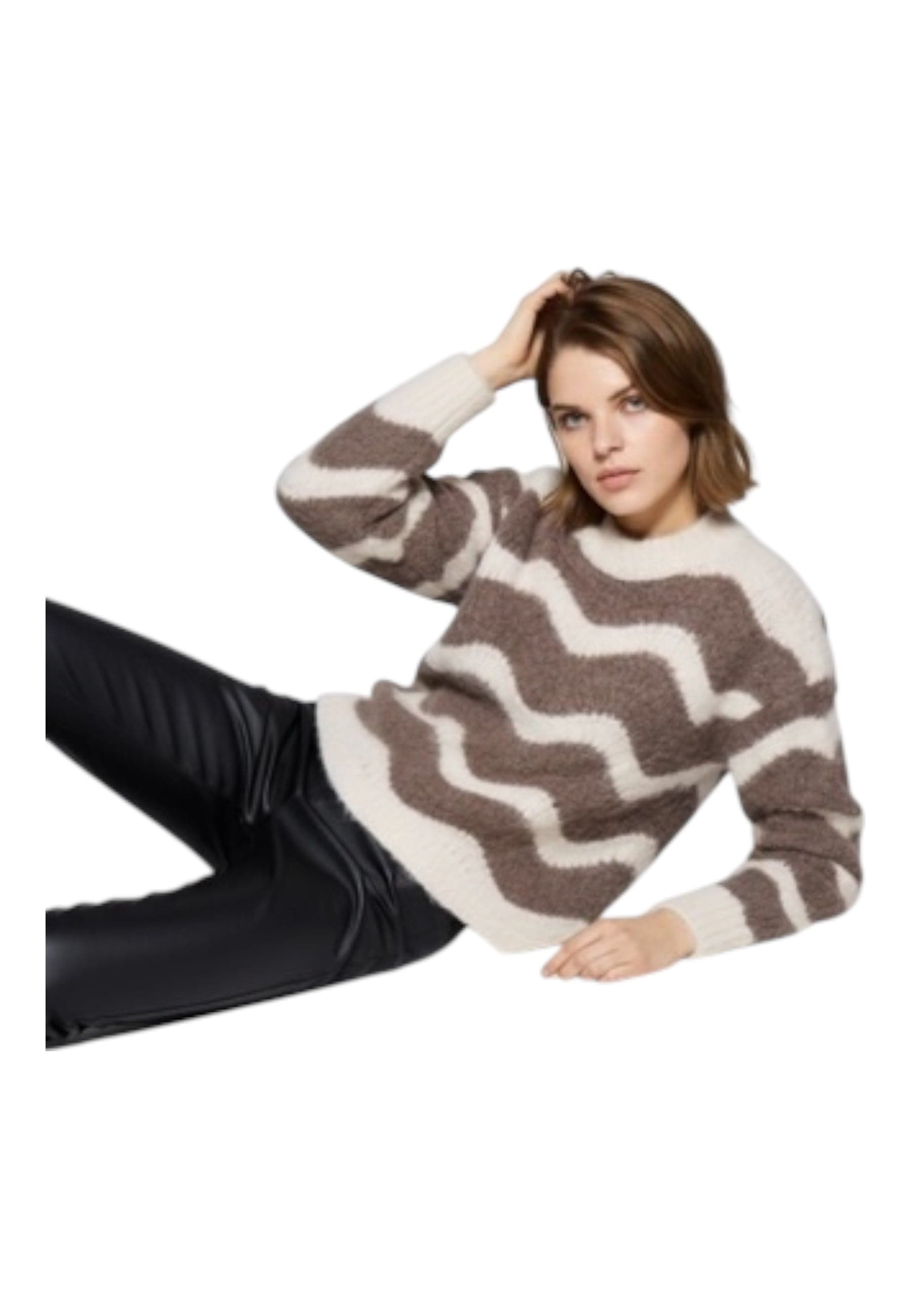PLEASE Maglione pullover a righe ondulate girocollo Donna Please da donna in Maglioni Drestige - Casamassima, commercioVirtuoso.it
