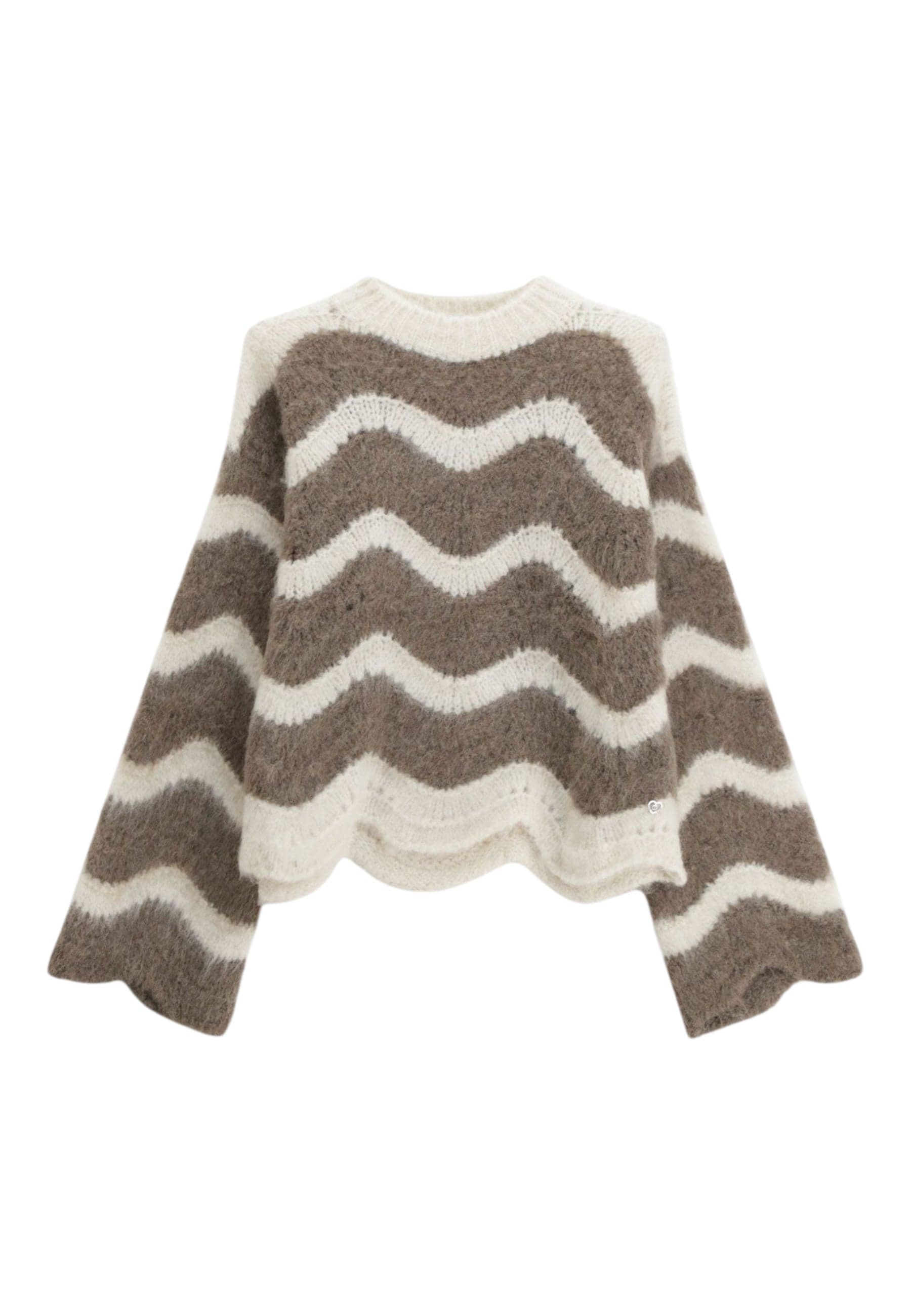 PLEASE Maglione pullover a righe ondulate girocollo Donna Please da donna in Maglioni Drestige - Casamassima, commercioVirtuoso.it