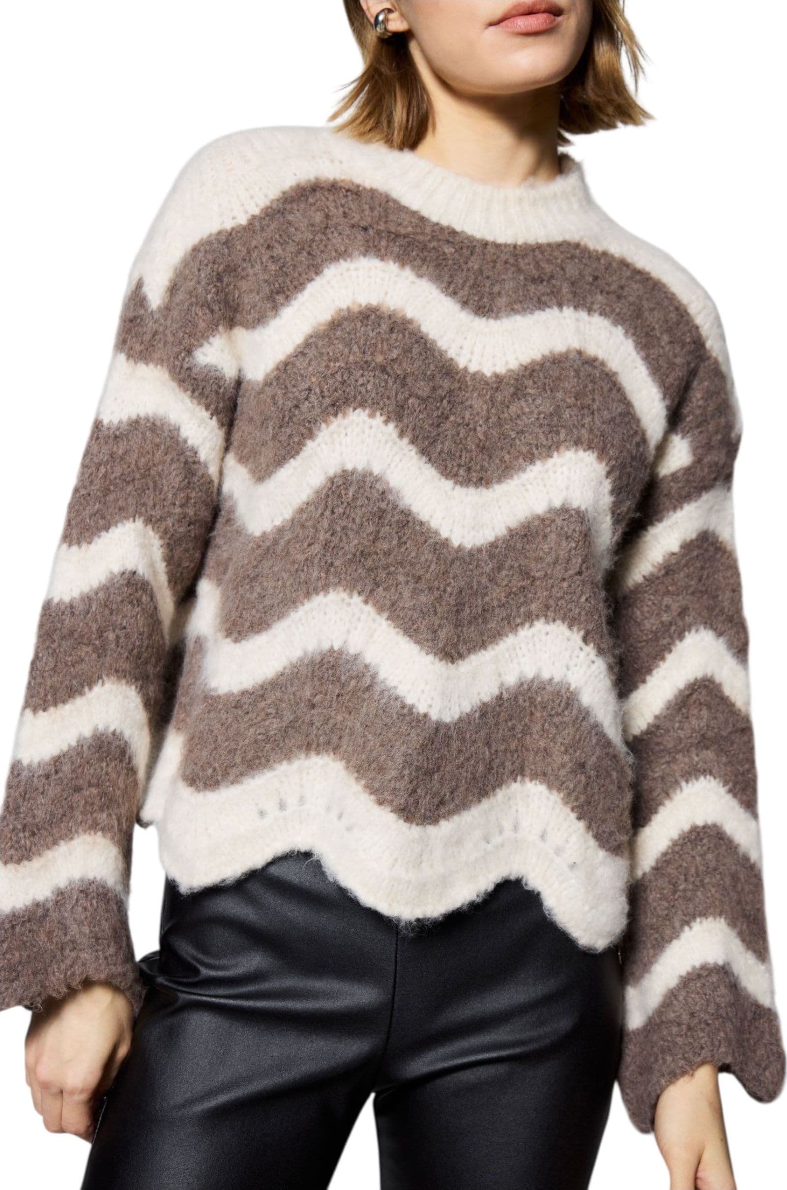 PLEASE Maglione pullover a righe ondulate girocollo Donna Please da donna in Maglioni Drestige - Casamassima, commercioVirtuoso.it