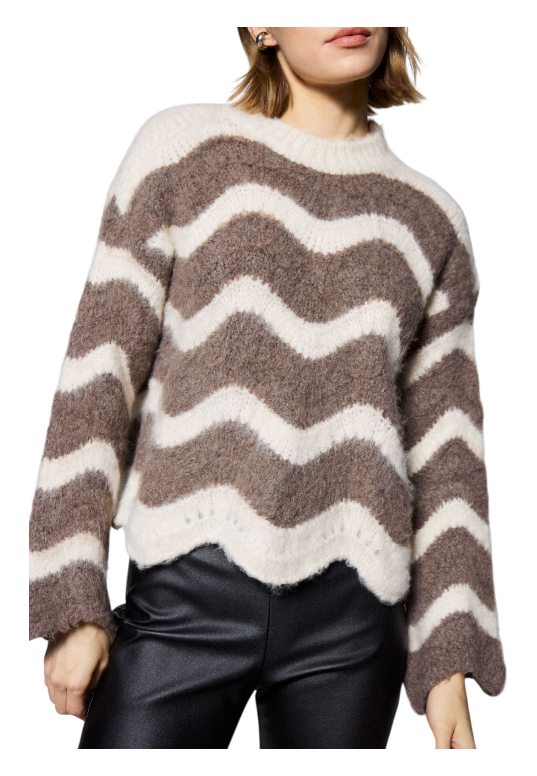 PLEASE Maglione pullover a righe ondulate girocollo Donna Please da donna in Maglioni Drestige - Casamassima, commercioVirtuoso.it