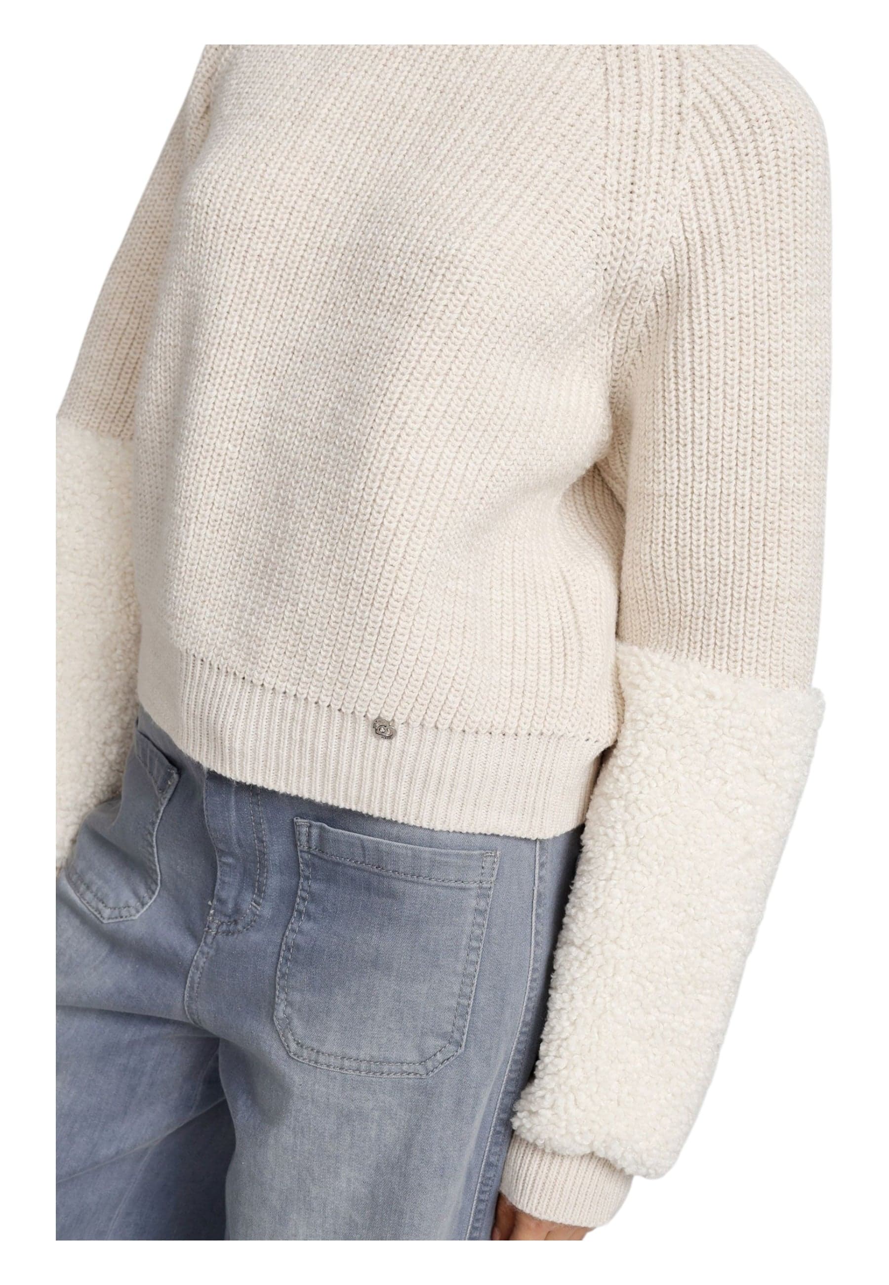 PLEASE Maglione pullover con maniche in contrasto texture Donna Please da donna in Maglioni Drestige - Casamassima, commercioVirtuoso.it