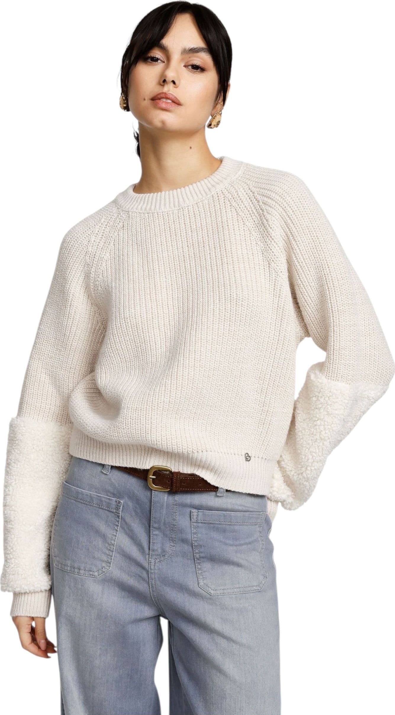 PLEASE Maglione pullover con maniche in contrasto texture Donna Please da donna in Maglioni Drestige - Casamassima, commercioVirtuoso.it