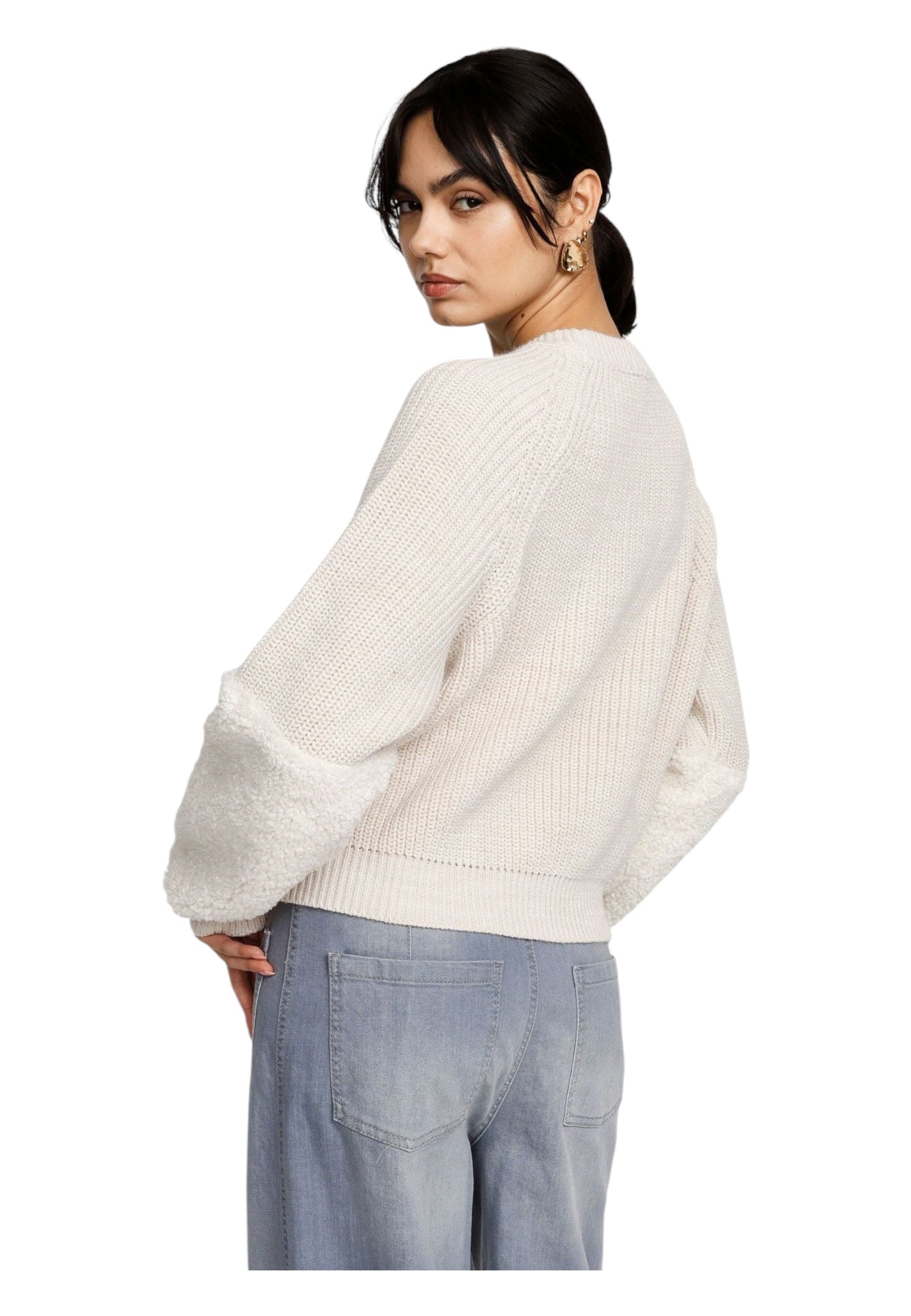 PLEASE Maglione pullover con maniche in contrasto texture Donna Please da donna in Maglioni Drestige - Casamassima, commercioVirtuoso.it
