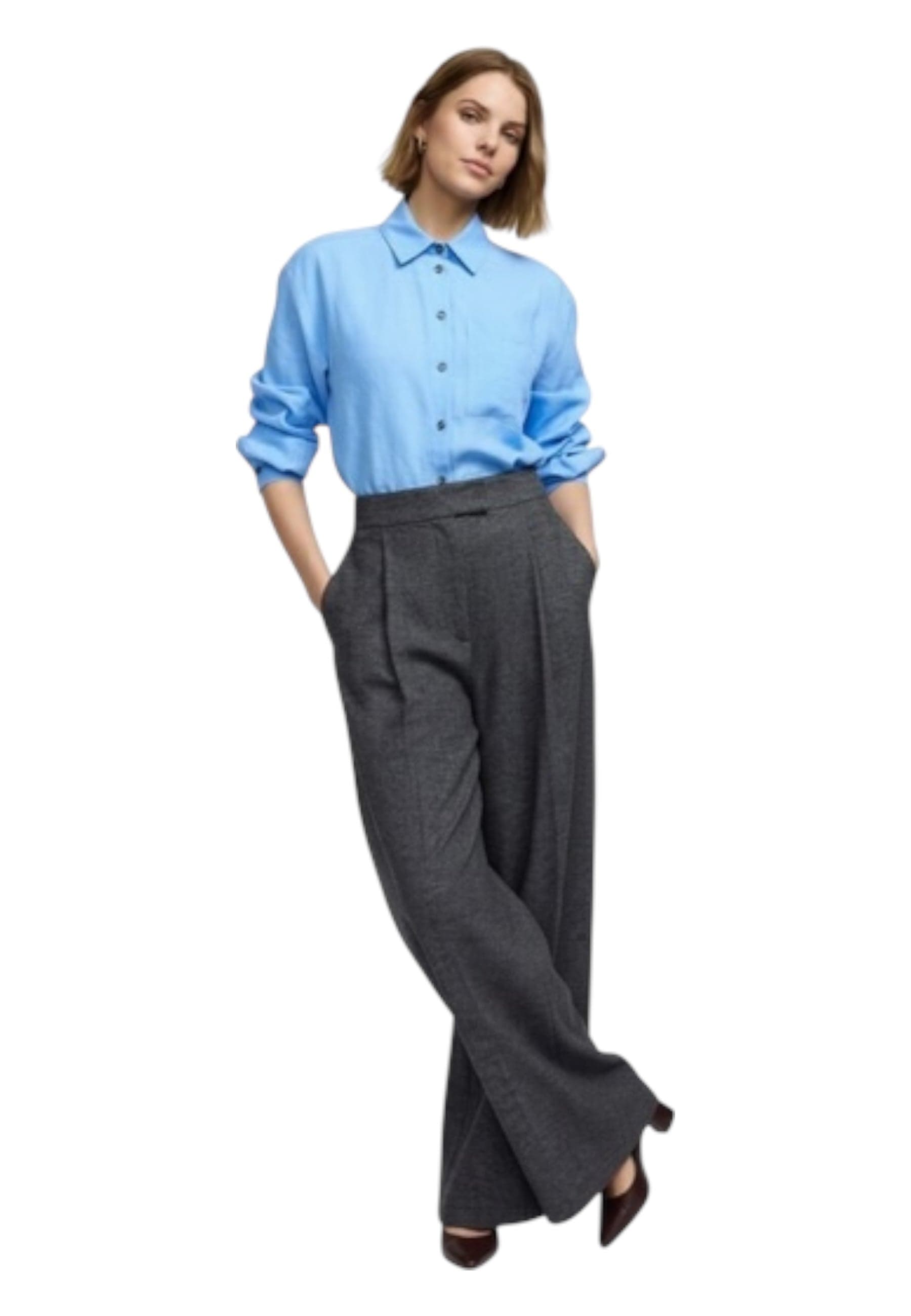 PLEASE Pantaloni palazzo vita alta con pieghe frontali Donna Please da donna in Pantaloni Drestige - Casamassima, commercioVirtuoso.it