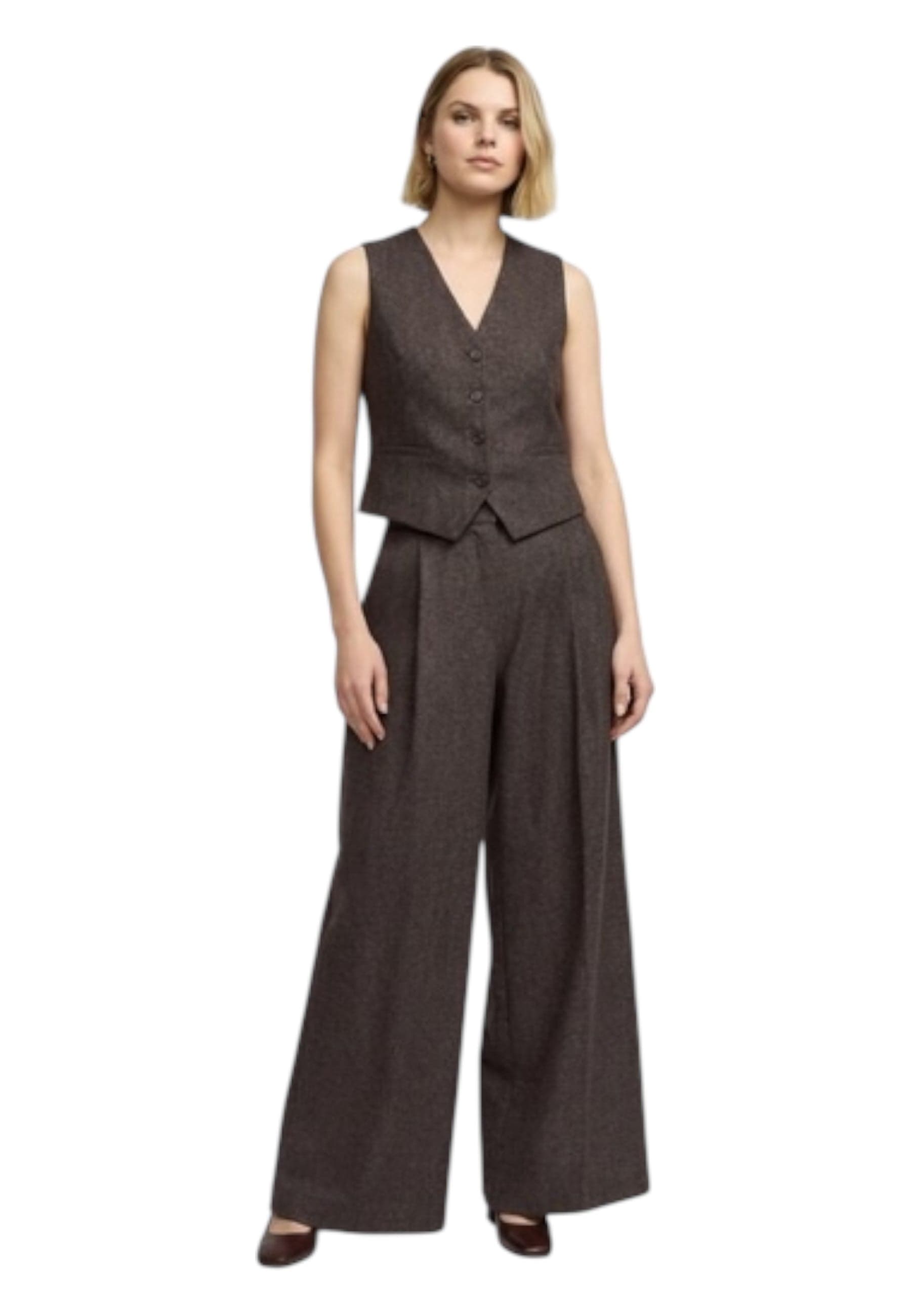 PLEASE Pantaloni palazzo vita alta con pieghe frontali Donna Please da donna in Pantaloni Drestige - Casamassima, commercioVirtuoso.it