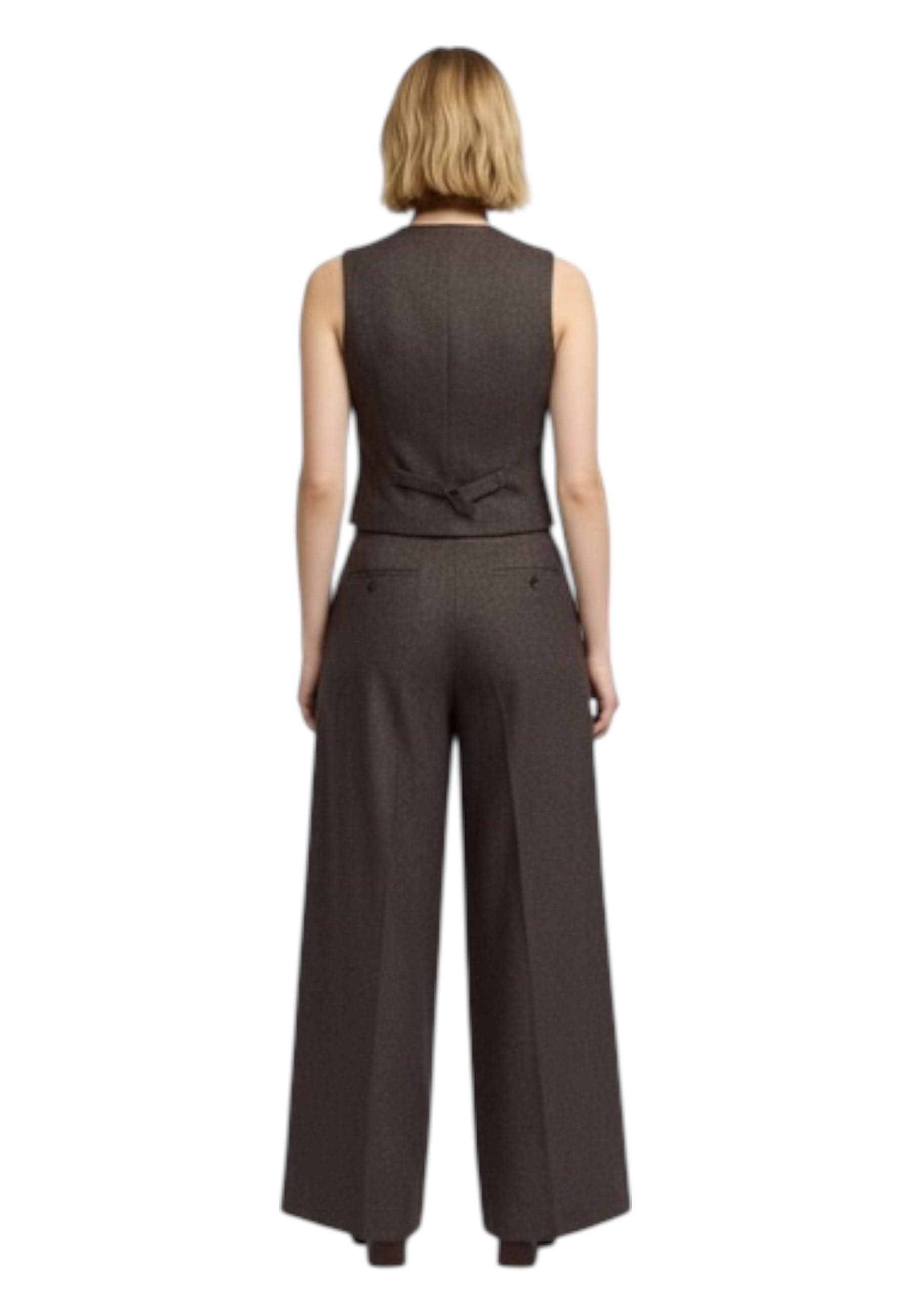 PLEASE Pantaloni palazzo vita alta con pieghe frontali Donna Please da donna in Pantaloni Drestige - Casamassima, commercioVirtuoso.it