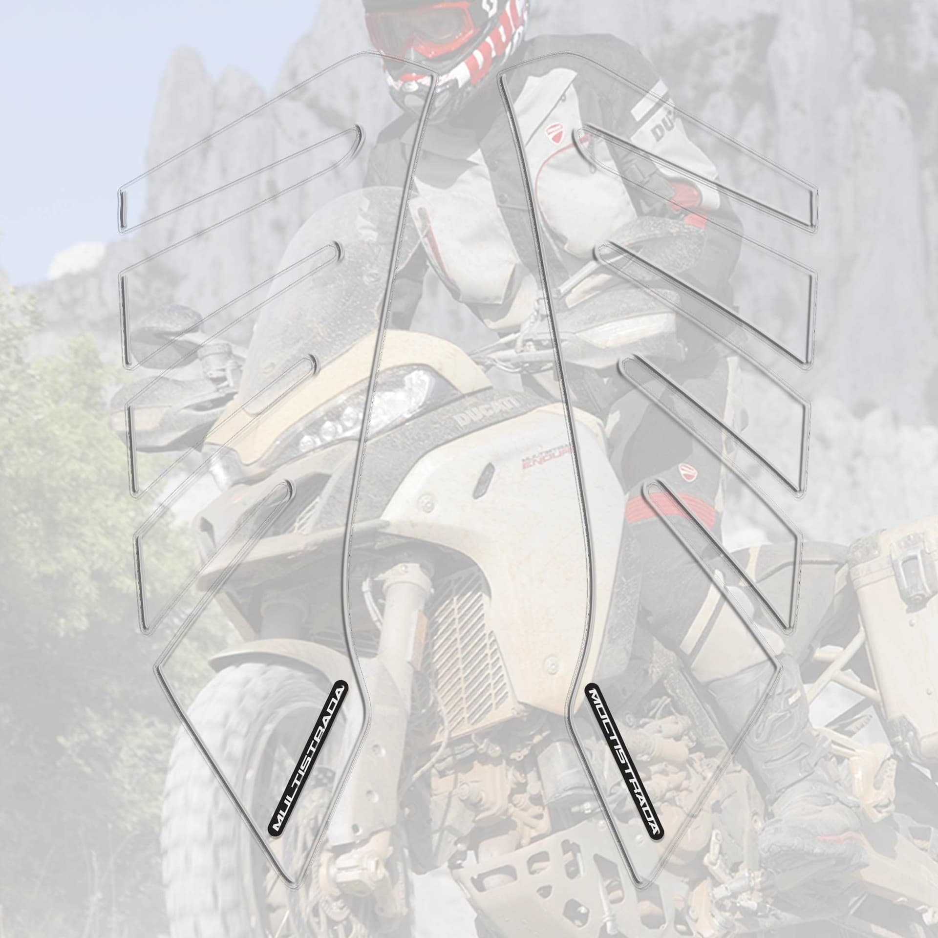 2 PROTEZIONI LATERALI 3D compatibili MOTO DUCATI MULTISTRADA ENDURO 1200 - 1260 in Decalcomanie adesivi e magneti LabelBike - Bibbiano, commercioVirtuoso.it