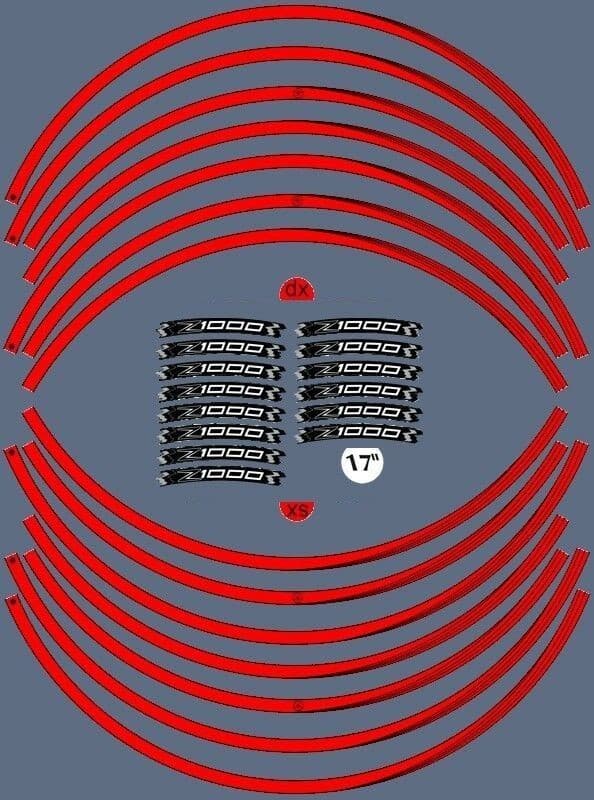 KIT STRISCE ADESIVE compatibili per CERCHI 17 MOTO KAWASAKI Z1000 Adesivi tuning in Decalcomanie adesivi e magneti LabelBike - Bibbiano, commercioVirtuoso.it