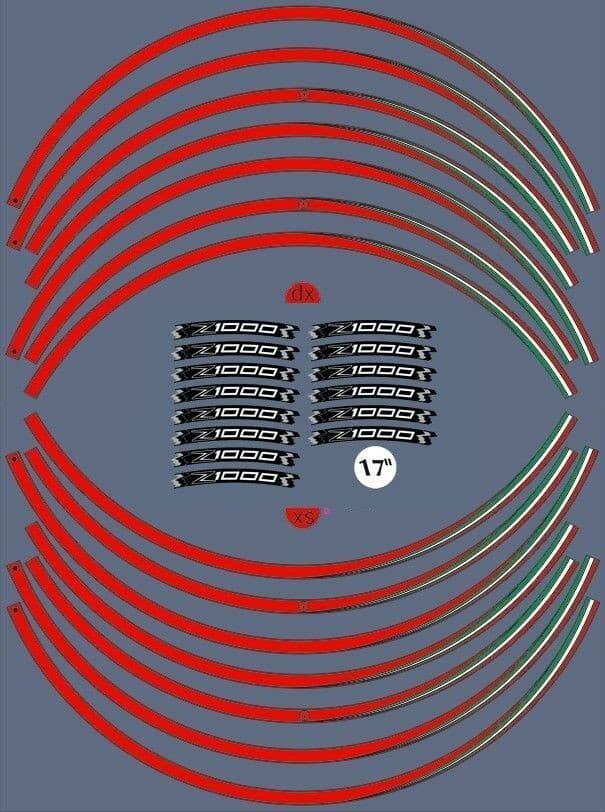 KIT STRISCE ADESIVE compatibili per CERCHI 17 MOTO KAWASAKI Z1000 Adesivi tuning in Decalcomanie adesivi e magneti LabelBike - Bibbiano, commercioVirtuoso.it