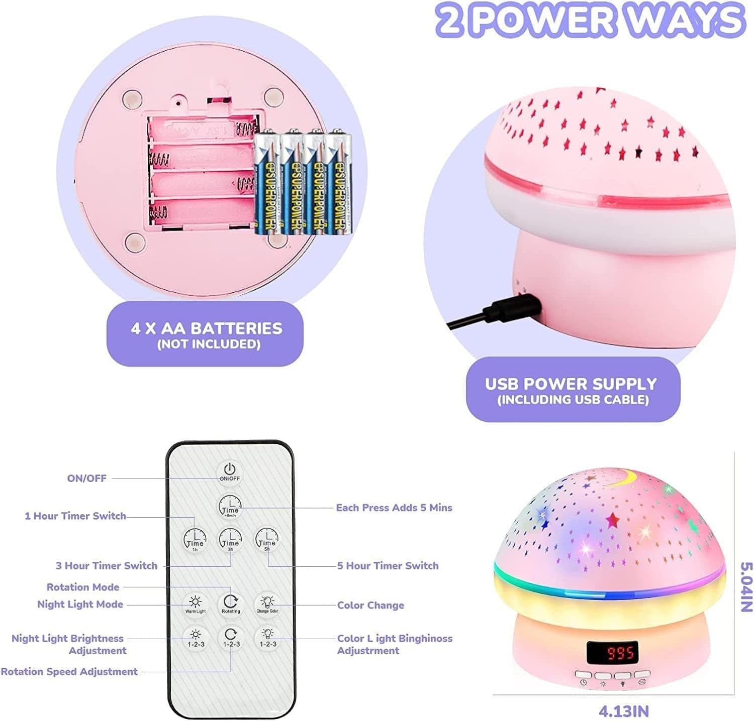 Lampada decorativa della camera da letto cielo stellato rotazione a 360° 8 Luci in Luci notturne per bambini CL Store - Battipaglia, commercioVirtuoso.it