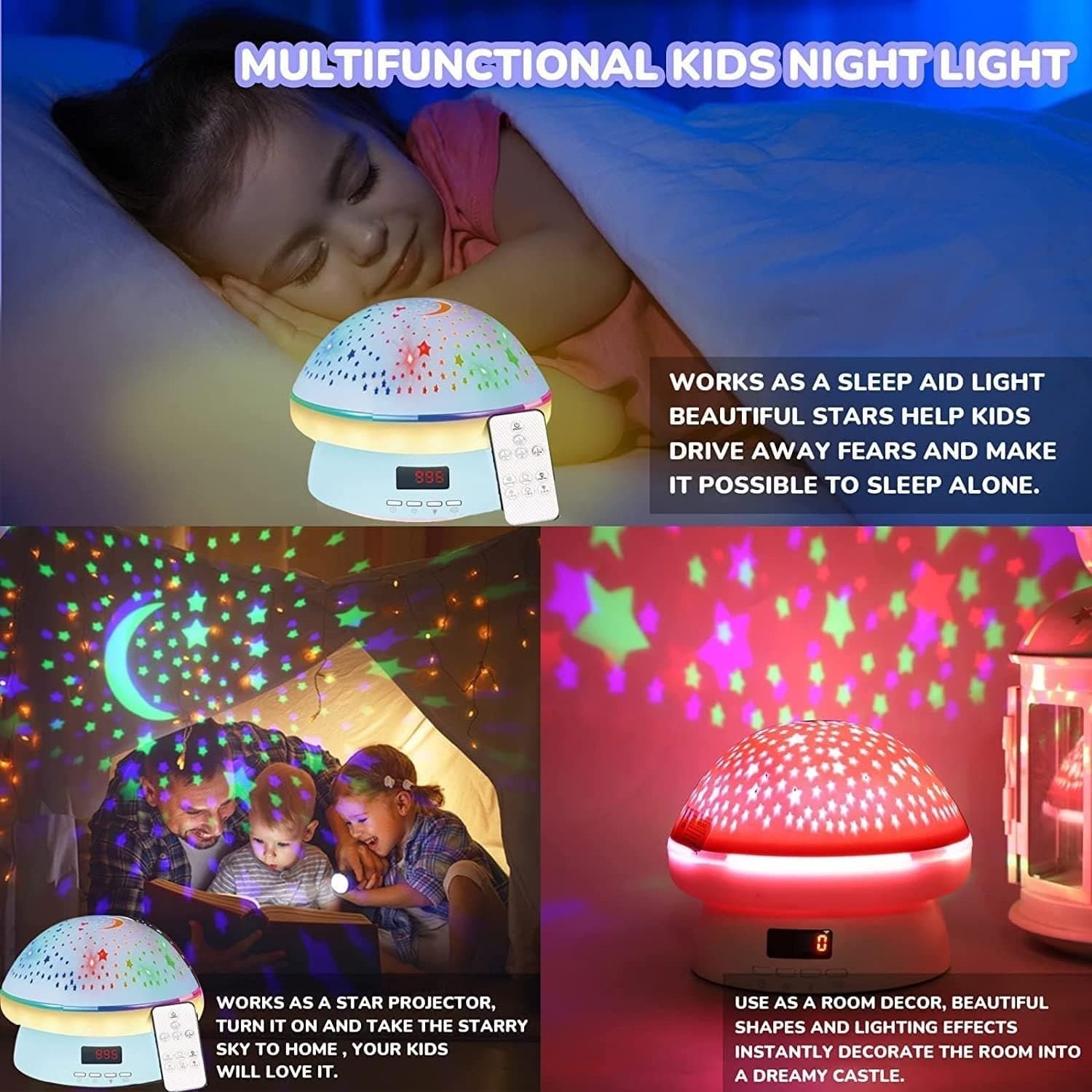 Lampada decorativa della camera da letto cielo stellato rotazione a 360° 8 Luci in Luci notturne per bambini CL Store - Battipaglia, commercioVirtuoso.it