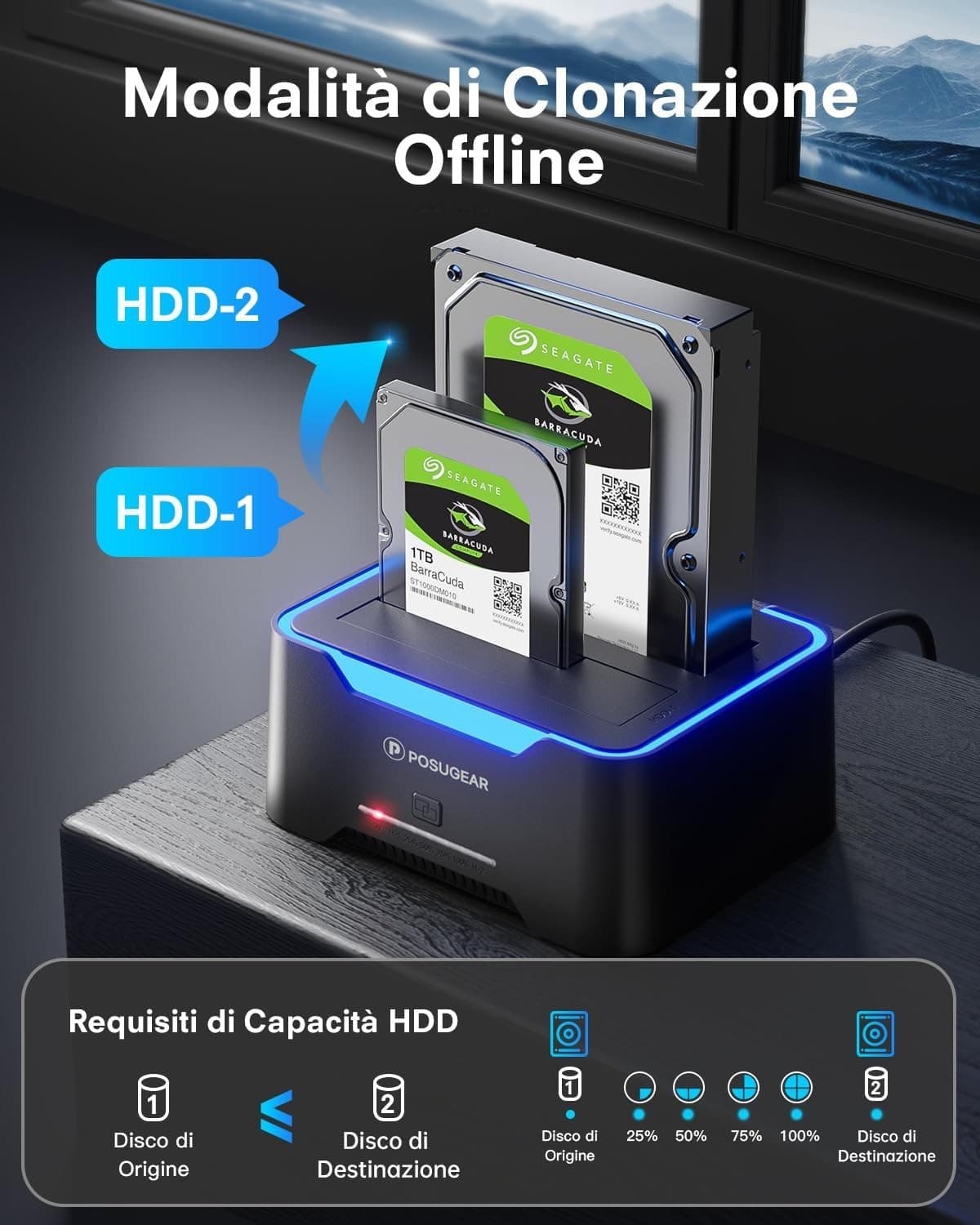 Hard Disk Docking Station USB 3.2 Gen 1 per HDD/SSD SATA da 2,5 e 3,5 P POSUGEAR in Case e serrature CL Store - Battipaglia, commercioVirtuoso.it